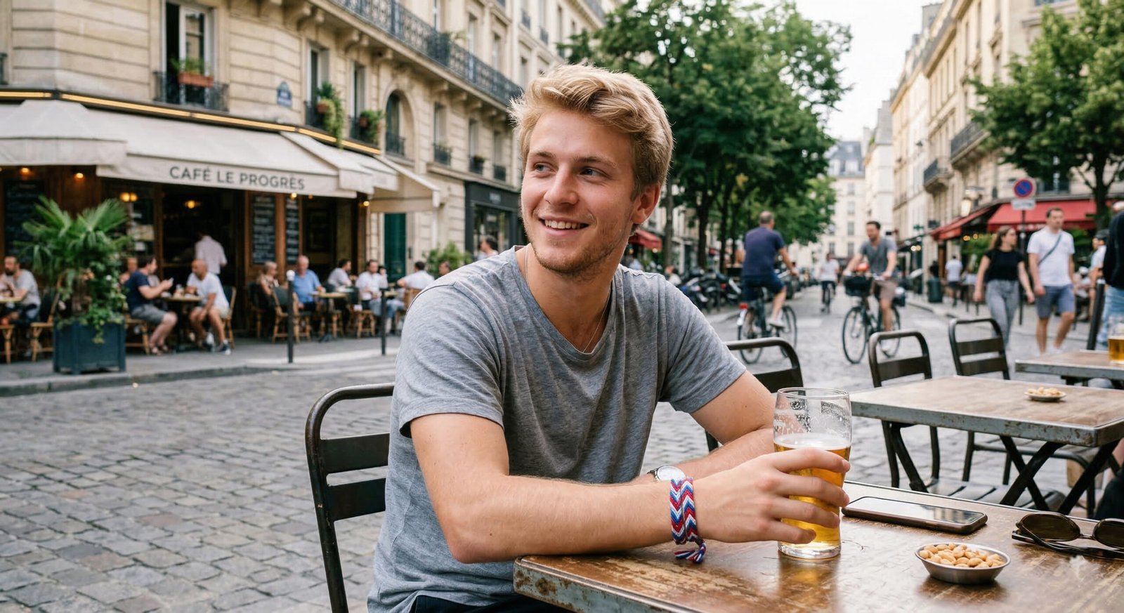 homme bracelet brésilien bleu blanc rouge