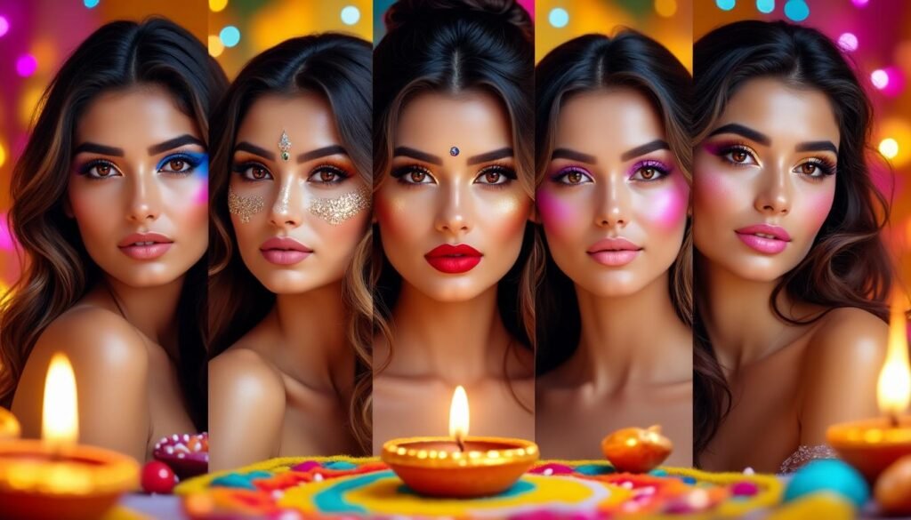 découvrez les cinq tendances maquillage incontournables pour illuminer votre look de diwali. astuces, couleurs et styles pour briller lors de cette fête scintillante !
