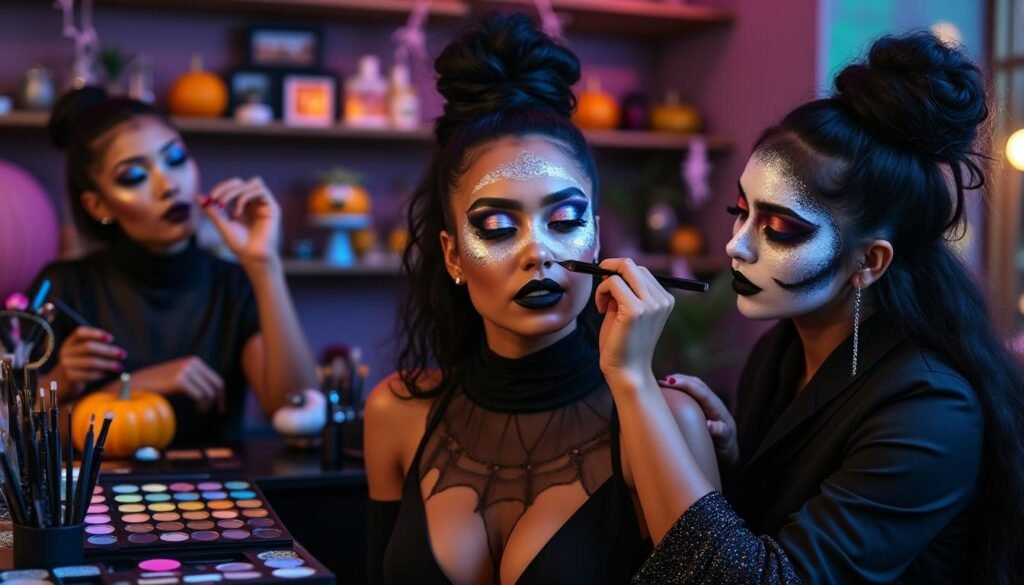 Des paillettes aux frissons : Les secrets de beauté d’Halloween révélés par des maquilleurs professionnels découvrez les secrets de beauté d'halloween dévoilés par des maquilleurs professionnels : astuces paillettes, maquillages effrayants et conseils pour réussir votre look terrifiant cette année !