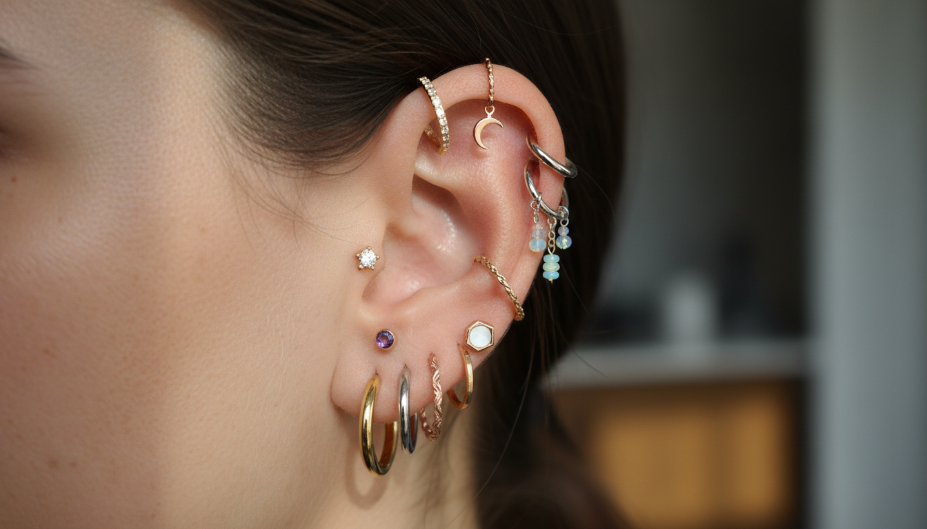 découvrez tout ce qu'il faut savoir sur le piercing au cartilage, des conseils de soins aux différents types de bijoux pour un style unique et sûr.