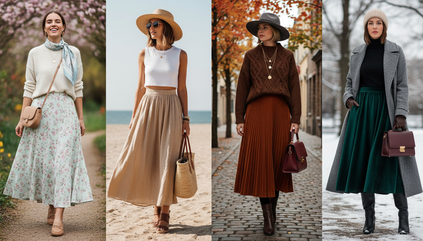 découvrez comment associer votre jupe longue en fonction des saisons pour un style élégant et adapté toute l'année.