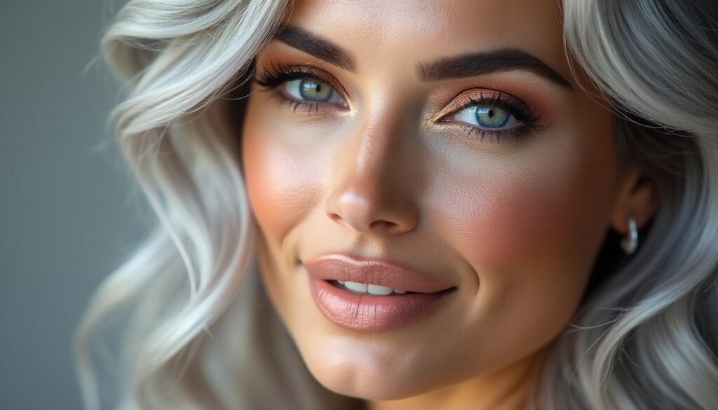 découvrez les meilleures couleurs de maquillage et coiffure pour cheveux gris, conçues pour sublimer votre visage et illuminer naturellement votre regard.