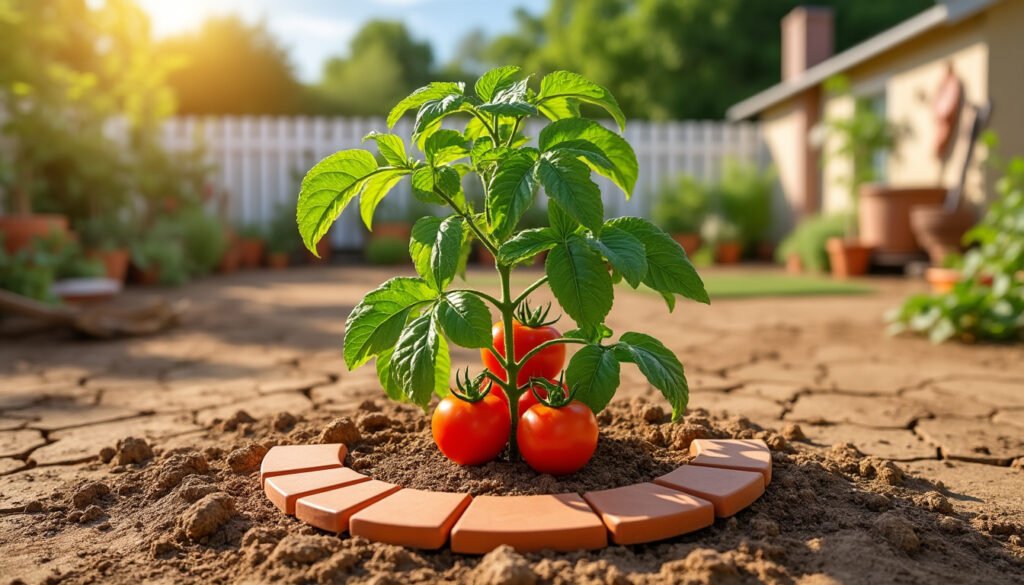 découvrez pourquoi votre voisin place une tuile en arc de cercle au pied de ses tomates pendant la canicule et comment cette technique aide à protéger et hydrater les plants.