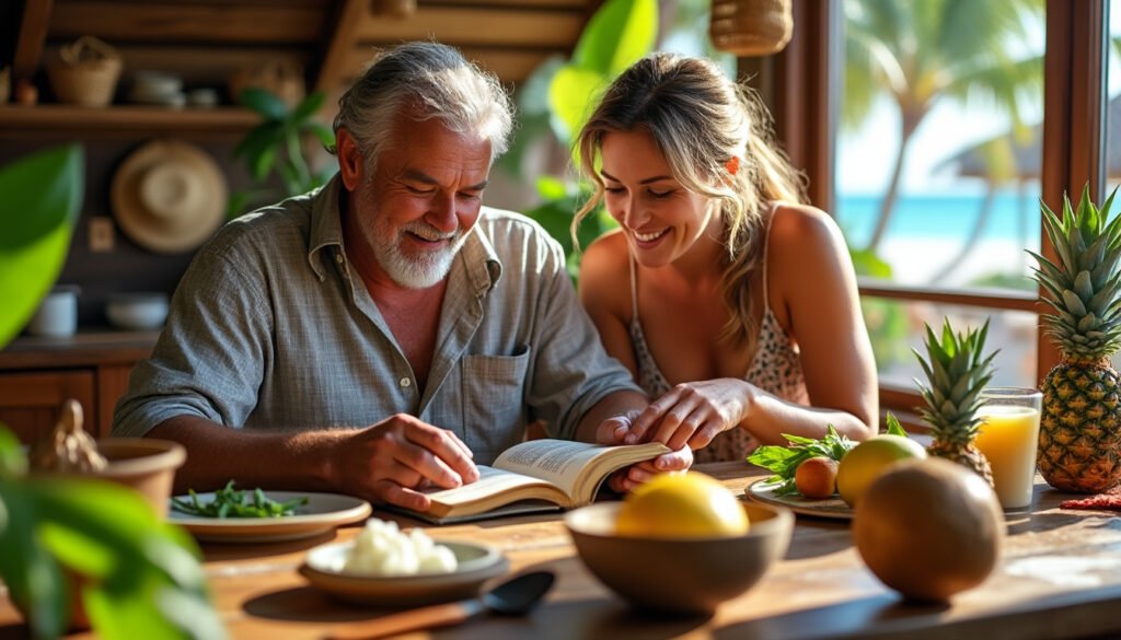 arthur, encore en convalescence, trouve la recette parfaite pour déguster tahiti en compagnie de sa femme mareva, alliant douceur et saveurs exotiques pour un moment inoubliable.