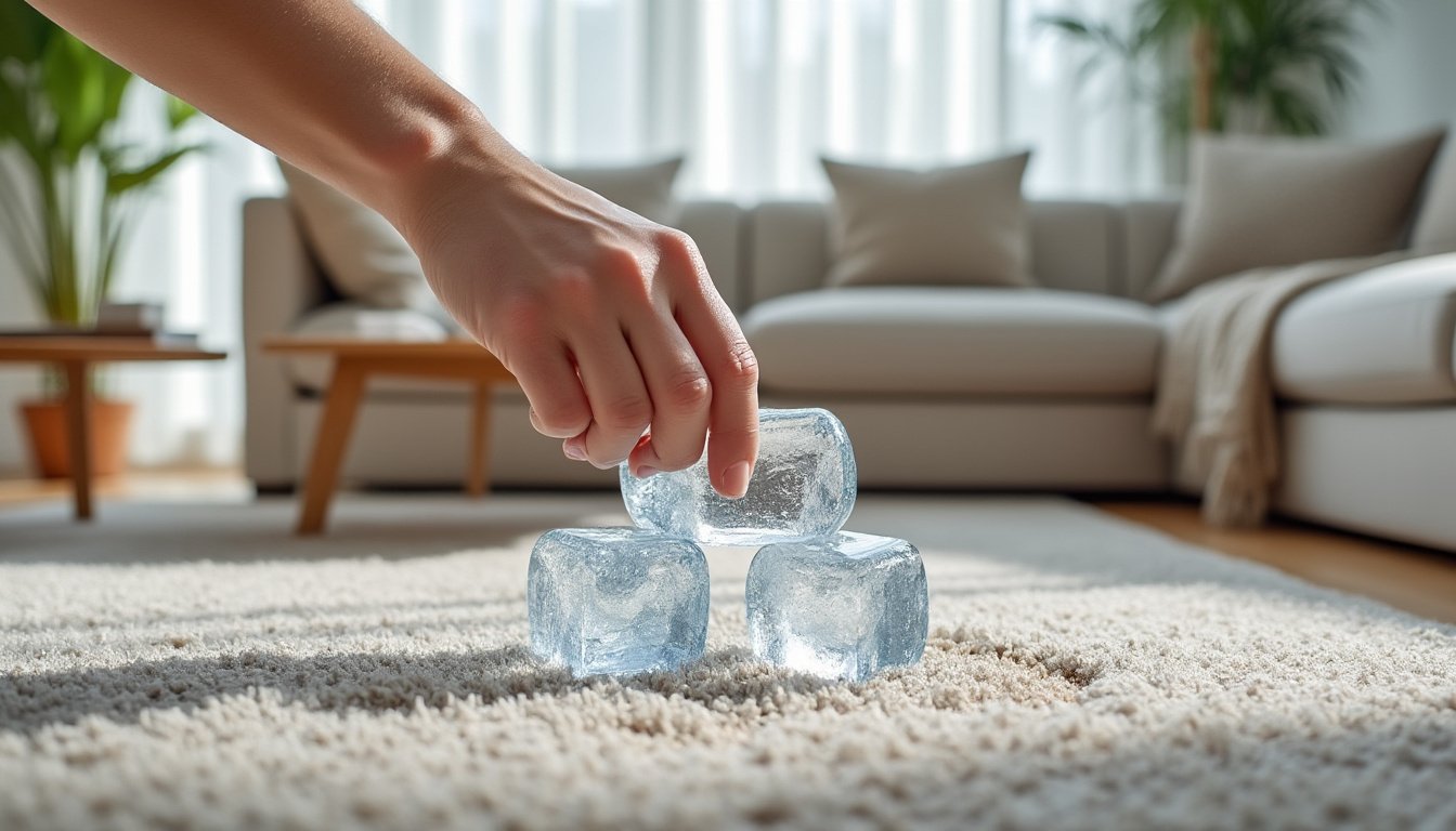 des marques de canapé ont aplati votre tapis ? découvrez l’astuce des quatre glaçons pour aider ses fibres à retrouver leur volume.