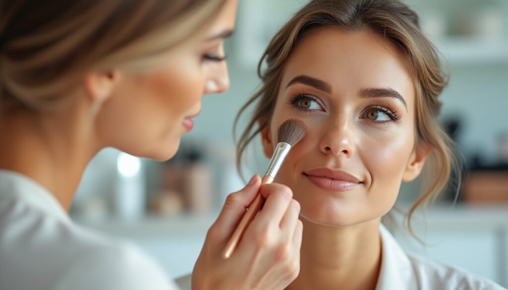 nicole, esthéticienne expérimentée, révèle le geste à adopter après le maquillage pour estomper les démarcations et obtenir un teint plus harmonieux.